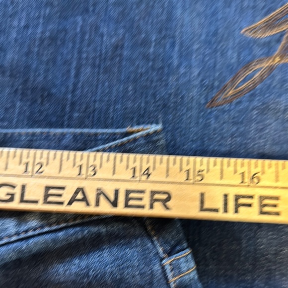 Vintage Lauren Ralph Lauren Blue Flare Jeans Floral Embroidery Size 6 - Picture 5 of 6